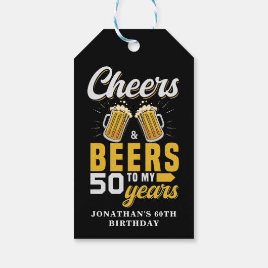 Cheers and Beers to my 50 Years, Birthday Cadeaulabel (Achterkant)