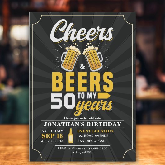 Cheers and Beers to my 50 Years Fun Birthday Kaart