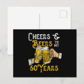 Cheers And Beers To My 60 Years 60th Birthday Born Briefkaart (Voorkant / Achterkant)