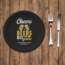 Cheers and Beers to my 60 Years, Fun  Papieren Bordje