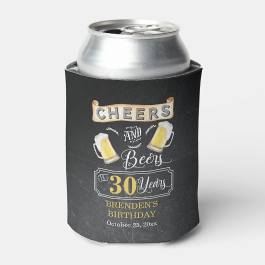 Cheers and Beers tot 30 jaar geboortedag Blikjeskoeler (Blikje Voorkant)