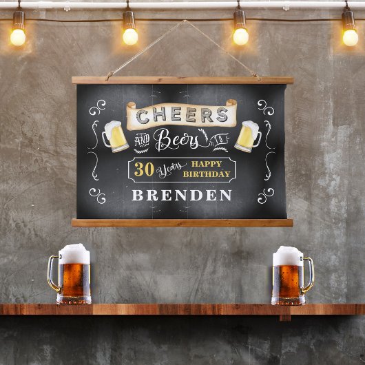 Cheers and Beers tot 30 jaar geboortedag Hangend Wandkleed