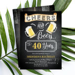 Cheers and Beers tot 40 jaar geboortedag Kaart<br><div class="desc">Viel je 40ste verjaardag in stijl met dit bijtende "Cheers and Beers"-karton en multitonde houten  barroom die er uitziet. Composietontwerp door vakantieharten Design (gereserveerde rechten).</div>