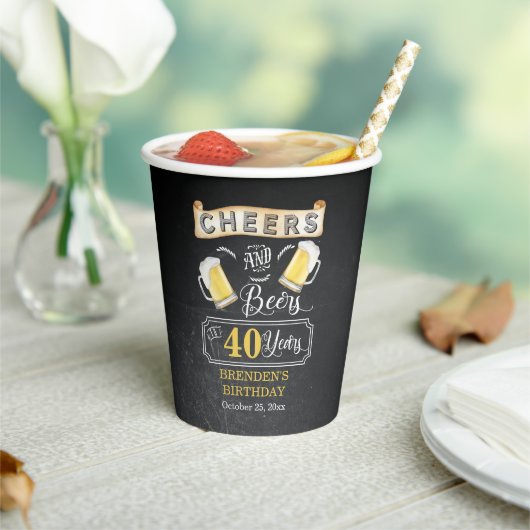 Cheers and Beers tot 40 jaar geboortedag Papieren Bekers (Insitu)