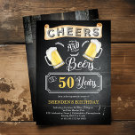 Cheers and Beers tot 50 jaar geboortedag Kaart<br><div class="desc">Viel uw 50ste verjaardag in stijl met dit bijtende "Cheers and Beers"-karton en multitonde houten  barroom die er uitziet. Composietontwerp door vakantieharten Design (gereserveerde rechten).</div>