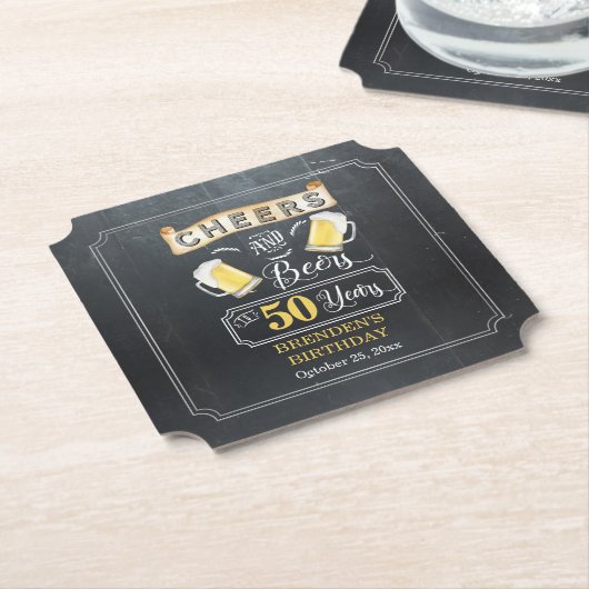Cheers and Beers tot 50 jaar geboortedag  Kartonnen Onderzetters (Gekanteld)