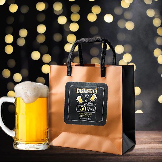 Cheers and Beers tot 50 jaar geboortedag Vierkante Sticker