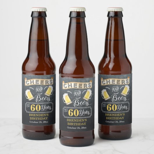 Cheers and Beers tot 60 jaar geboortedag Bier Etiket (Flessen)