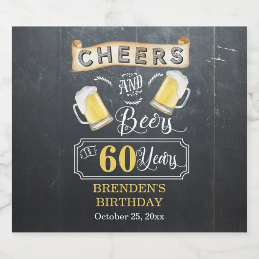 Cheers and Beers tot 60 jaar geboortedag Bier Etiket (Enkel label)