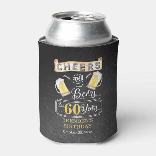 Cheers and Beers tot 60 jaar geboortedag Blikjeskoeler (Blikje Voorkant)