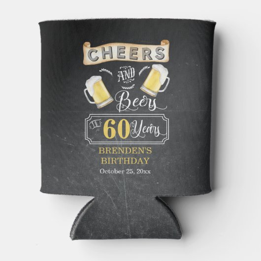 Cheers and Beers tot 60 jaar geboortedag Blikjeskoeler (Voorkant)