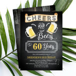 Cheers and Beers tot 60 jaar geboortedag Kaart<br><div class="desc">Viel je 60ste verjaardag in stijl met dit bijtende "Cheers and Beers"-karton en multitonde houten  barroom die er uitziet. Composietontwerp door vakantieharten Design (gereserveerde rechten).</div>