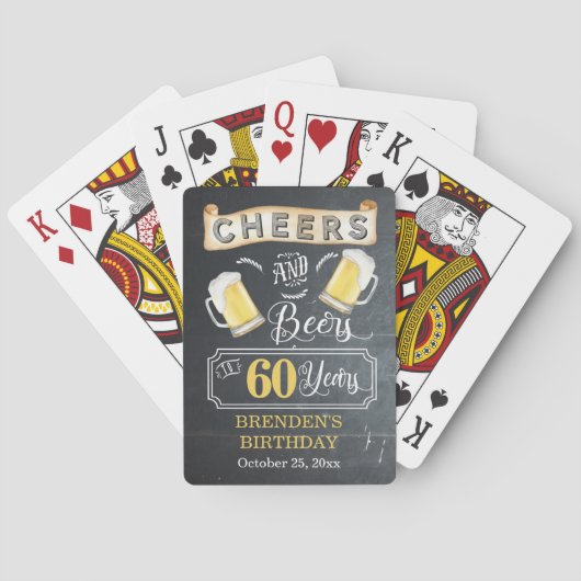 Cheers and Beers tot 60 jaar geboortedag Pokerkaarten (Achterkant)