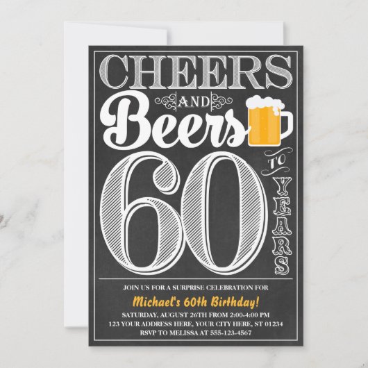 Cheers and Beers tot 60 jaar uitnodiging (Voorkant)