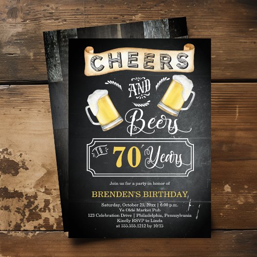 Cheers and Beers tot 70 jaar geboortedag Kaart