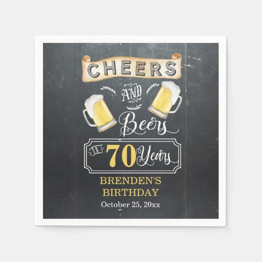 Cheers and Beers tot 70 jaar geboortedag Servet (Voorkant)