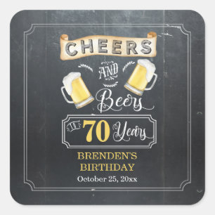 Cheers and Beers tot 70 jaar geboortedag Vierkante Sticker