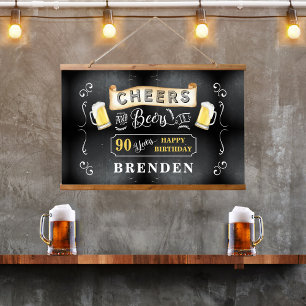Cheers and Beers tot 90 jaar geboortedag Hangend Wandkleed