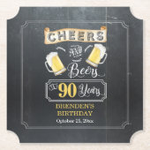 Cheers and Beers tot 90 jaar geboortedag Kartonnen Onderzetters (Voorkant)
