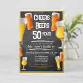 Cheers and Beers Verjaardagsfeestje Zwart en Goud Kaart (Staand voorkant)