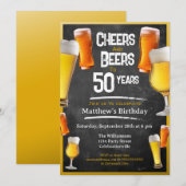 Cheers and Beers Verjaardagsfeestje Zwart en Goud Kaart (Voorkant / Achterkant)
