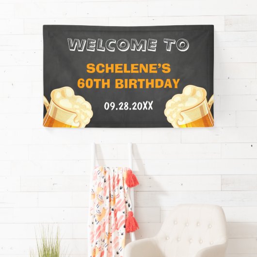 Cheers and Beers verrassen 60e verjaardag achtergr Spandoek (Insitu)