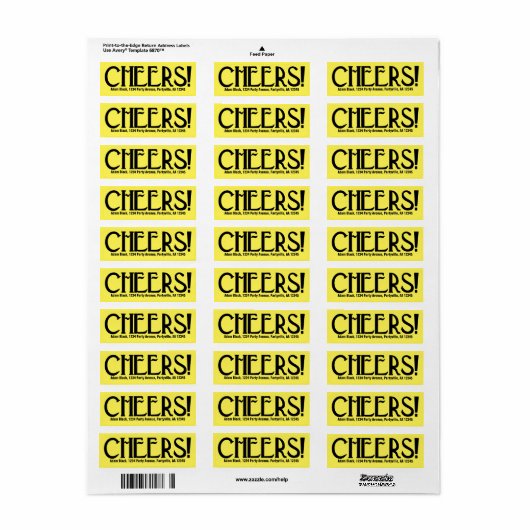 Cheers Art Deco Yellow Etiket (Full Sheet)