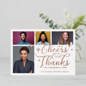 Cheers & Bedankt Manuscript Business Team Vier Fot Folie Feestdagenkaart (Staand Voorkant)