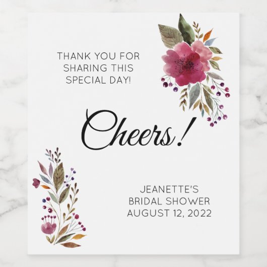 Cheers Bedankt voor het Vrijgezellenfeest Burgundy Wijn Etiket (Enkel label)