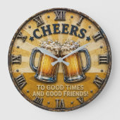 Cheers Beer Man Cave Bar Gift Grote Klok (Voorkant)
