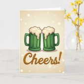 Cheers Beer Mugs Celebration Card Kaart (Gele Bloem)
