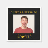 Cheers & Beers 21 jaar oude verjaardag foto Servet (Voorkant)