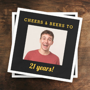 Cheers & Beers 21 jaar oude verjaardag foto Servet
