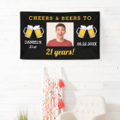 Cheers & Beers 21e jaar verjaardag Foto Keepsake Spandoek (Insitu)