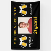 Cheers & Beers 21e jaar verjaardag Foto Keepsake Spandoek (Verticaal)