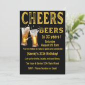 Cheers & Beers 30th Birthday Party Invitation Kaart (Staand voorkant)