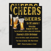 Cheers & Beers 30th Birthday Party Invitation Kaart (Voorkant / Achterkant)