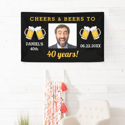 Cheers & Beers 40 Jaar Verjaardag Foto Keepsake Spandoek (Insitu)