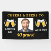 Cheers & Beers 40 Jaar Verjaardag Foto Keepsake Spandoek (Horizontaal)
