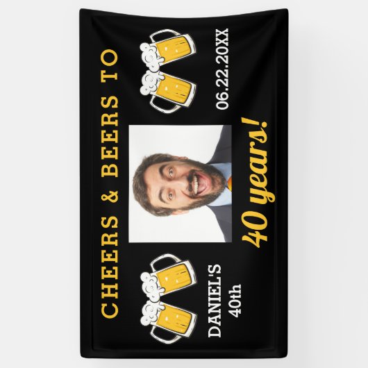 Cheers & Beers 40 Jaar Verjaardag Foto Keepsake Spandoek (Verticaal)