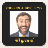 Cheers & Beers 40e verjaardag Foto Milestone Kartonnen Onderzetters (Voorkant)