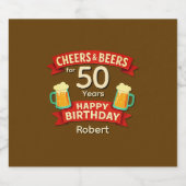 Cheers & Beers 50 jaar Happy Birthday NAAM Bier Etiket (Enkel label)