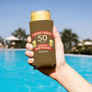 Cheers & Beers 50 jaar Happy Birthday NAAM Seltzer Blikjeskoeler
