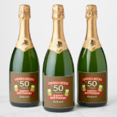 Cheers & Beers 50 jaar Happy Birthday NAAM Sparkling Wijnetiket (Flessen)