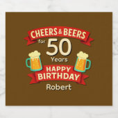 Cheers & Beers 50 jaar Happy Birthday NAAM Sparkling Wijnetiket (Enkel label)