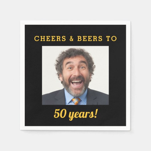 Cheers & Beers 50 jaar oude verjaardag foto Servet (Voorkant)