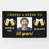 Cheers & Beers 50 Jaar Verjaardag Foto Keepsake Spandoek (Horizontaal)