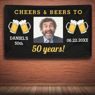 Cheers & Beers 50 Jaar Verjaardag Foto Keepsake Spandoek