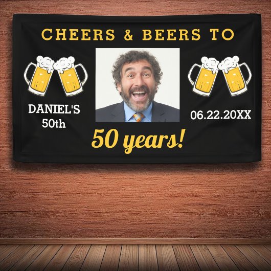 Cheers & Beers 50 Jaar Verjaardag Foto Keepsake Spandoek