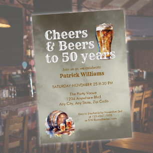 Cheers Beers 50 Jaar Zwarte Smokey Mannen Verjaard Kaart
